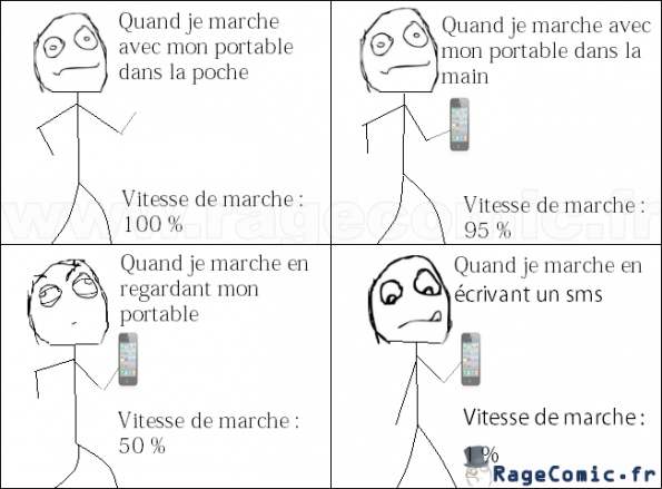 Le portable quand on marche. Le portable quand on marche.