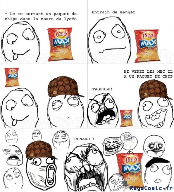 Ne jamais enmenez un paquet de chips a l'école !