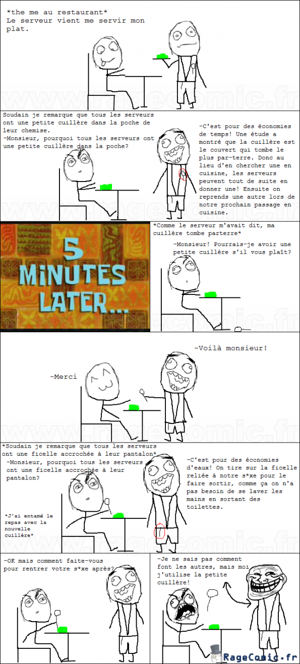 Trollé par une cuiller dans un restaurant