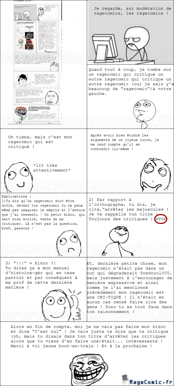 Réponse à la critique de ma critique. Réponse à la critique de ma critique.