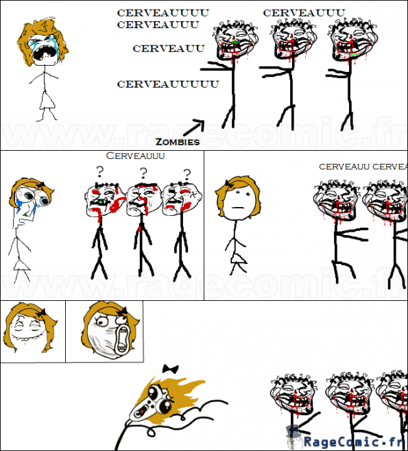 Que font des zombies devant une blonde ?